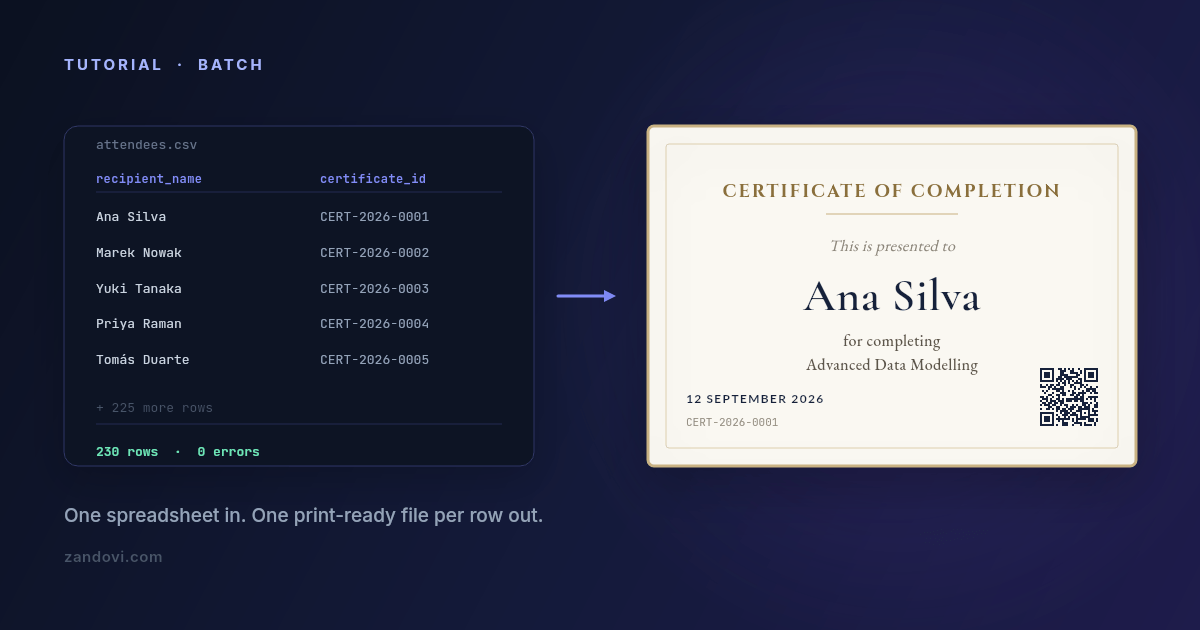 How to Generate Certificates From a Spreadsheet (CSV to ZIP, No Mail Merge)