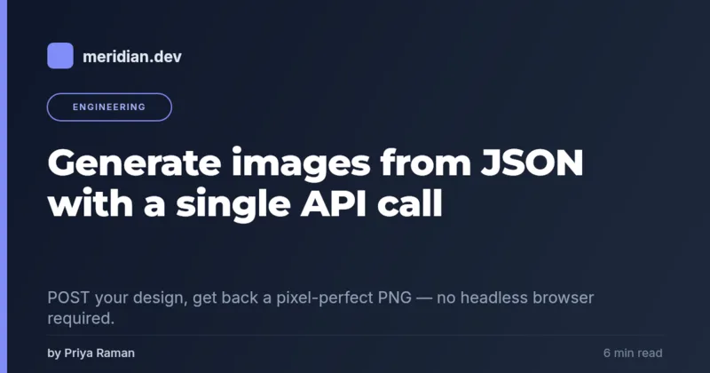 API-rendered Open Graph blog image with title, author and read time filled from variables