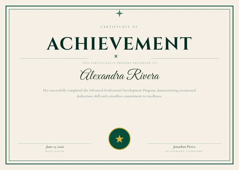 Certificate of Achievement (Green)