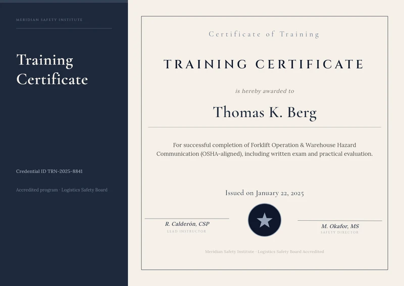 Training Certificate