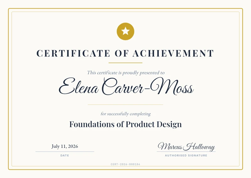 Starter Certificate (Variables) — certificates template