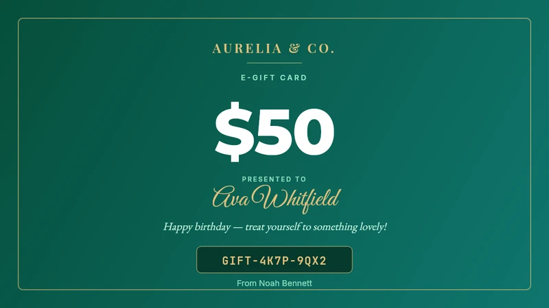 Starter Gift Card (Variables) — gift cards template