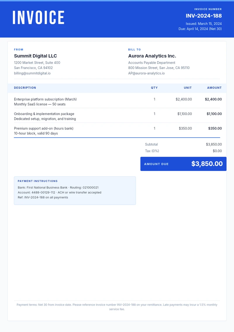 Modern Blue Invoice